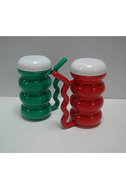 FreshandEnjoy Kırmızı&yeşil Ikili Set Pipetli Bardak