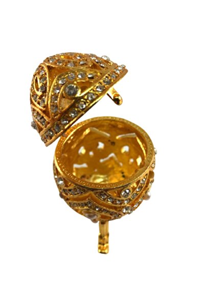 ArtemisDükkan Taşlı Pirinç Gold Faberge Stil Yumurta