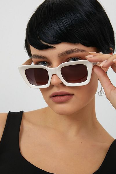 ModaLand Mia Thick Framed Design Glasses Cream Frame Brown Glass