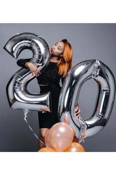 Parti dolabı 100 Cm Silver Gray Large Foil 0 Number Balloon 40inc