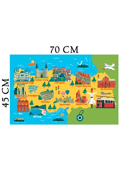 Tilki Dünyası Turkish Educational Türkiye Map Deco Kids Room Wall Sticker