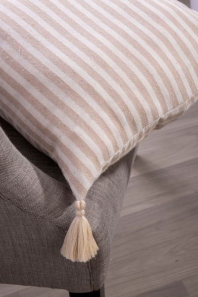 vivamaison 43x43 Cm Single Special Design - Brown Striped Linen Pillow