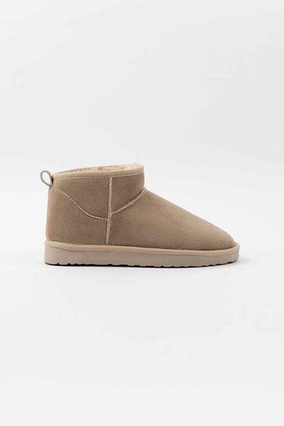 coolsteps Women's Beige Suede Ankle Boots with Hairy Thick Sole Shoes
