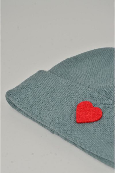 mottomia New Year/Valentine's Day Special Collection Pink Heart Figured Ocean Blue Color Unisex Beanie