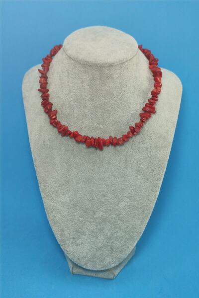 ELİZYAS Mercan Doğal Kırıktaş El Işçiliği Kadın Kolye (40cm)
