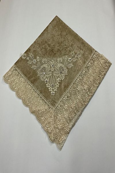 Çalışkan Çeyiz Evi Френска кадифена гипюр дантела - луксозен пакет за зестра с бродирани перли, капучино, кремаво, сиво, пудра