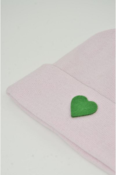 mottomia New Year/Valentine's Day Special Green Heart Figured Pink/Powder Color Unisex Beret