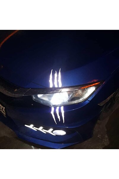 ÖZKAŞ Monster 2 Far Için Reflektörlü Işıldak Yapıştırma Beyaz. Oto Sticker