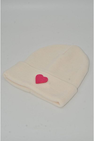 mottomia New Year/Valentine's Day Special Red Heart Figured Cream/white Color Unisex Beret