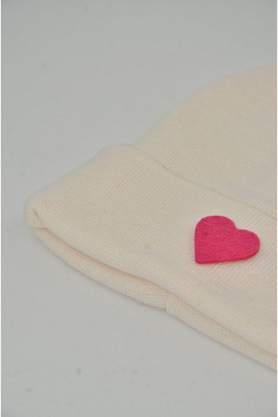 mottomia New Year/Valentine's Day Special Red Heart Figured Cream/white Color Unisex Beret