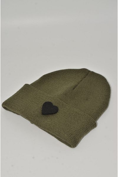 mottomia New Year/Valentine's Day Special Black Heart Figured Dark Green Color Unisex Beret