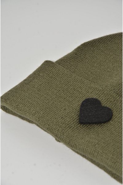 mottomia New Year/Valentine's Day Special Black Heart Figured Dark Green Color Unisex Beret
