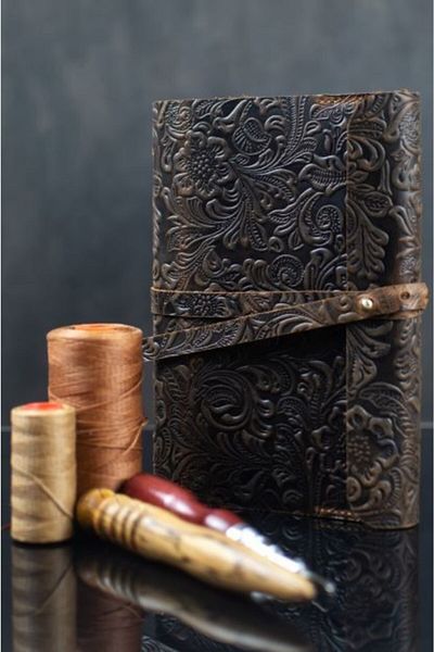 REON CRAFT Leather Book Case Handmade Dark Brown Handmade Leather Book Sleeve
