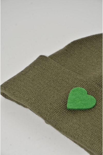 mottomia New Year's Special Collection Dark Green Color Unisex Men's/Women's Beret with Green Heart Figure