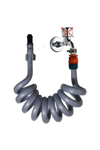 PLASYAY Spiral WC Bathroom Balcony Washing Hose Set with Wall Fixing 2 Meters Gray