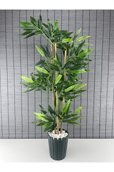 Bahçem Yapay Yoğun Yapraklı Dekoratif Bambu Ağacı 3 Gövde 80cm