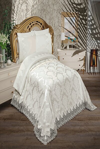 Çalışkan Çeyiz Evi Sultan French Laced Cutting Pique Set 6 Pieces - Double Pique Set 230x240 Cm