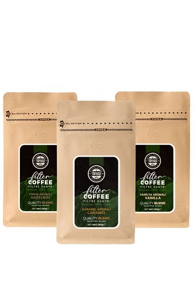 By Tüfekçi 3-Piece Flavored Filter Coffee (Vanilla, Hazelnut, Caramel)