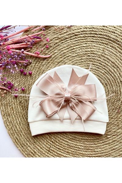 irembaby Baby Fancy Hat with Powder Pink Feather Bow