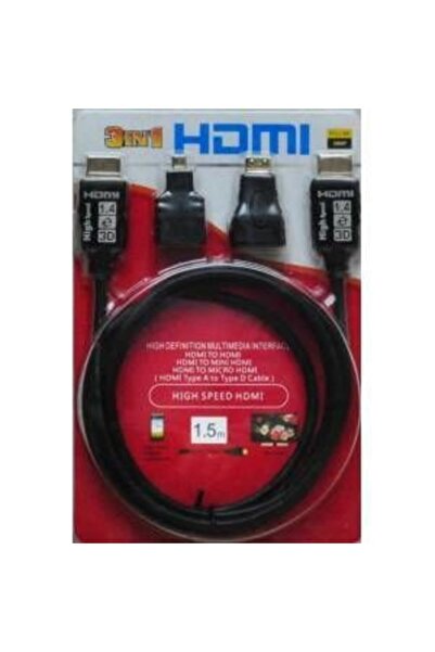 Kuvars Hdmi To Hdmi Kablo Set Mini Micro Standart Altın Uçlu Dönüştürücü