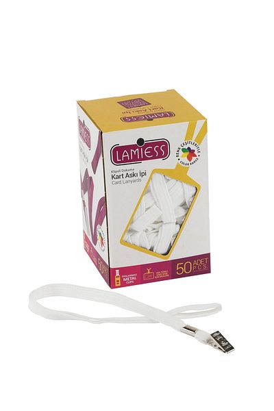Lamiess Card Hanger Rope with Metal Tongs Clips White 50 Pieces