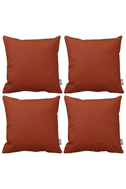 Bc Home 4'lü Kiremit Dekoratif Kırlent Kılıfı Seti Düz, Sade, Yumuşak Dokulu,...