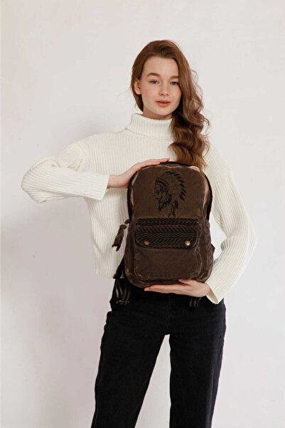 Street Bag Kızılderili Nakışlı Sırt Çantası Günlük Kullanım Seyahat