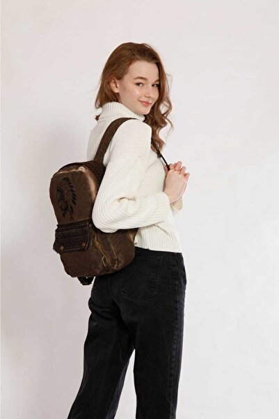 Street Bag Kızılderili Nakışlı Sırt Çantası Günlük Kullanım Seyahat