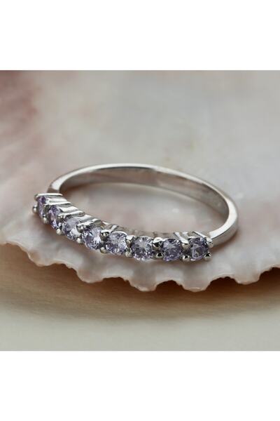 Lieza Gümüş Renkli Taşlı Yarım Tur Yüzük