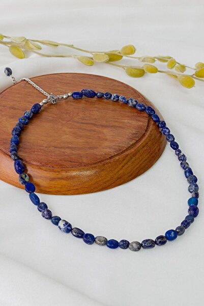 Dünya Doğal Taş قلادة نسائية من حجر اللازورد الطبيعي