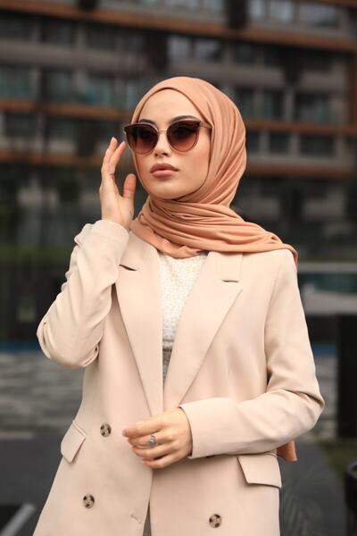 Organic Scarfs Μοντέλο Hijab με χτενισμένο βαμβακερό χιτζάμπ - Τριαντάφυλλο