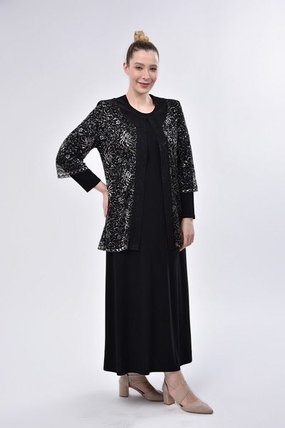 HESNA Βραδινό φόρεμα Jacquard Σετ μπουφάν φόρεμα μεγάλου μεγέθους
