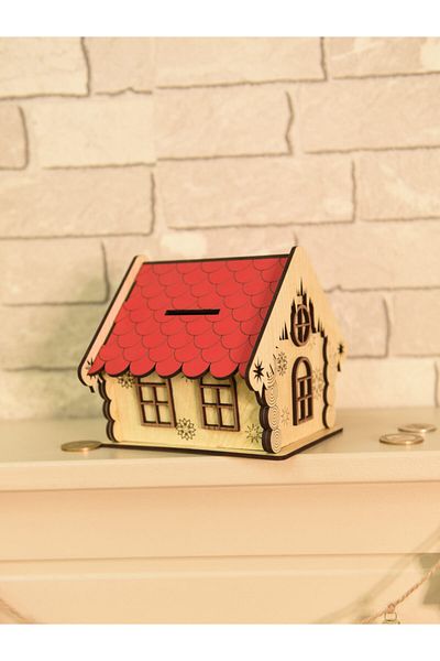 ESKA EVENTS Red Roof Household Piggy Bank Wood Laser Cut