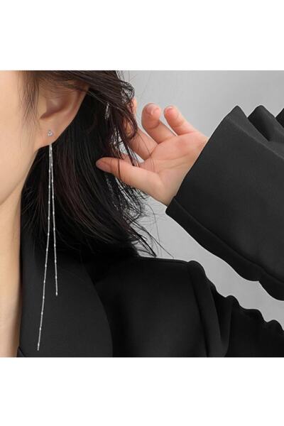 TakıConcept Обеци с един камък с дълга верижка