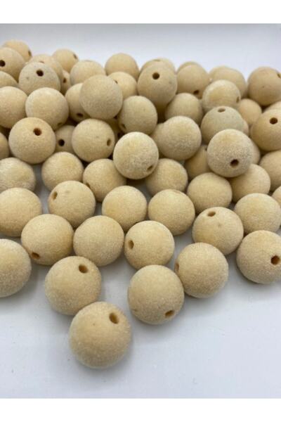 Hedef Bijuteri 20mm Krem Renk Kadife Boncuk Takı Yapım Boncuğu ( 100gr,~20 Adet)