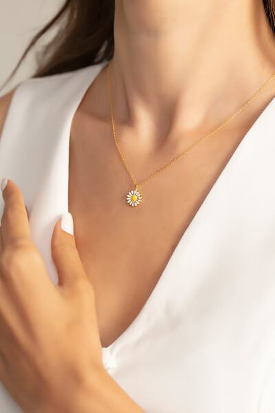 Eva Jewelry Mineli Papatya 14k Gold Kaplama Kadın Kolye