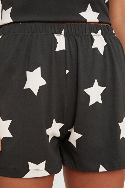 Trendyol Collection Πολύχρωμο 100% βαμβακερό σετ πιτζάμες με σορτς με αστέρι THMSS22PT0501