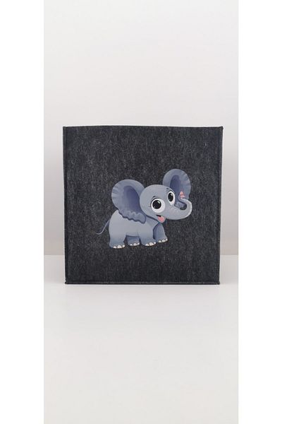 Art Bee 30X30X30 cm Children's Room Toy Basket Inside Elephant - Multi-Purpose Felt Organizer