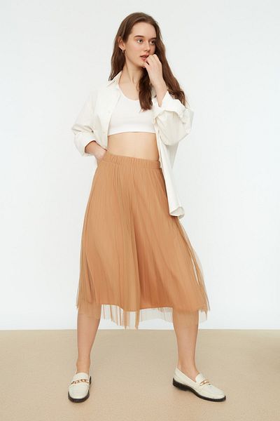 Trendyol Collection Плисирана плетена пола от норка TWOAW20ET0281