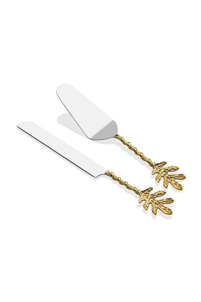 LAMEDORE Katre 2 Piece Cake Service Set Gold 4811gc