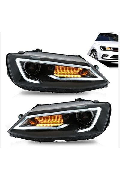 APEXİ 2011 - 2017 Vw Jetta 6 Mk6 Compatible Audi Appearance Sliding Signal Led Headlight Set