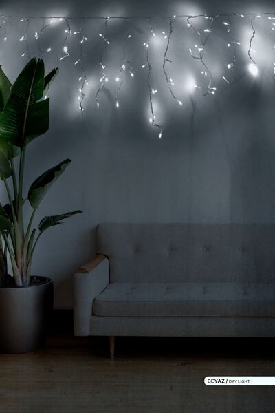 ACK 2 Metre Led Saçak Süsleme Işığı 192 Ledli Beyaz 6500k 9 Watt Led Işık