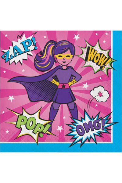parti sürprizi Χαρτοπετσέτα με θέμα Superhero Girl 16 τεμαχίων