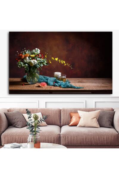 Sebenta Dev Boyut Vazoda Çiçek Kanvas Tablo