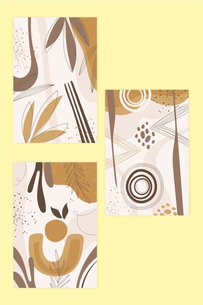 UNT Ξύλινο διακοσμητικό τραπέζι με αφηρημένο καφέ σχέδιο