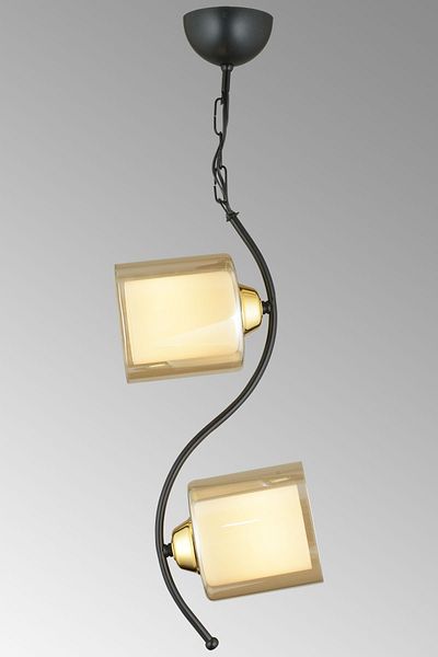 SONSUZ AYDINLATMA&AVİZE 2-Piece Black Melis Double Glass Downward Facing Luxury Chandelier