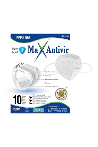 Max Antivir Ffp2 Meltblown Koruyucu Maske 10 Adet - Beyaz