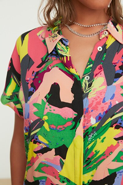 Trendyol Collection Színes absztrakt mintás viszkóz stranding TBESS21GO0335