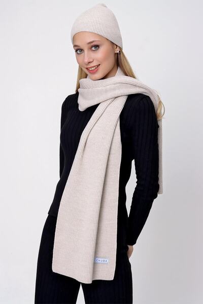 CHUBA Women's Thessaloniki Knitwear Scarf and Beret Set Beige 22wk270