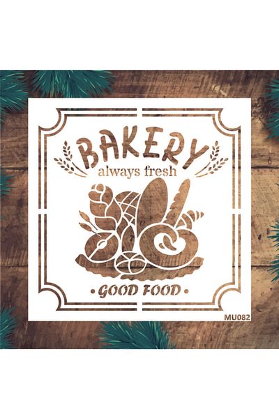 STENCİLTASARIM Stencil Design Mu082 Bakery - Decorative Wall, Item, Tile, Fabric Painting Templates 25x25 Cm